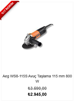 Aeg WS8-115S Avuç Taşlama 115 mm 800 W