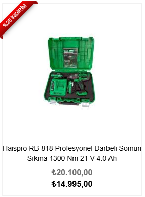 Haispro RB-818 Profesyonel Darbeli Somun Sıkma 1300 Nm 21 V 4.0 Ah