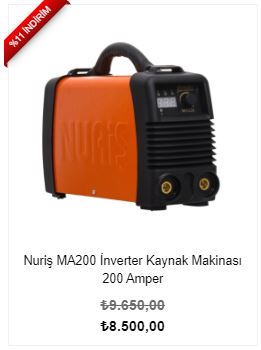 Nuriş MA200 İnverter Kaynak Makinası 200 Amper