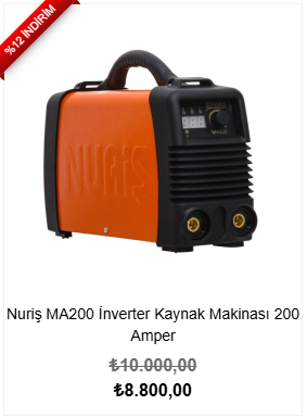 Nuriş MA200 İnverter Kaynak Makinası 200 Amper
