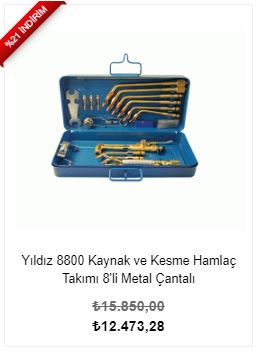 Yıldız 8800 Kaynak ve Kesme Hamlaç Takımı 8'li Metal Çantalı